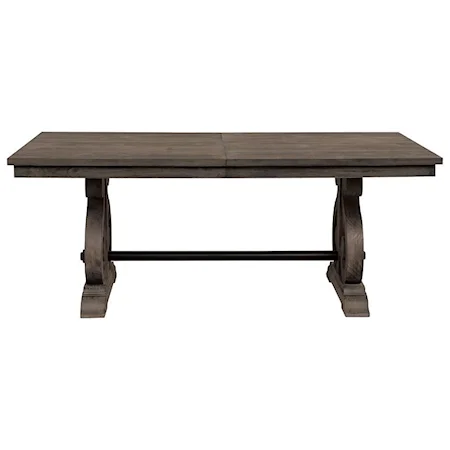 Transitional Trestle Dining Table with Leaf